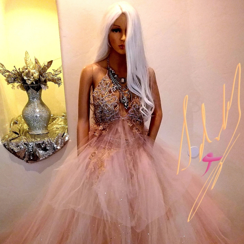 "ANNABELLA" Blush AB Crystal Wedding Ballgown Set